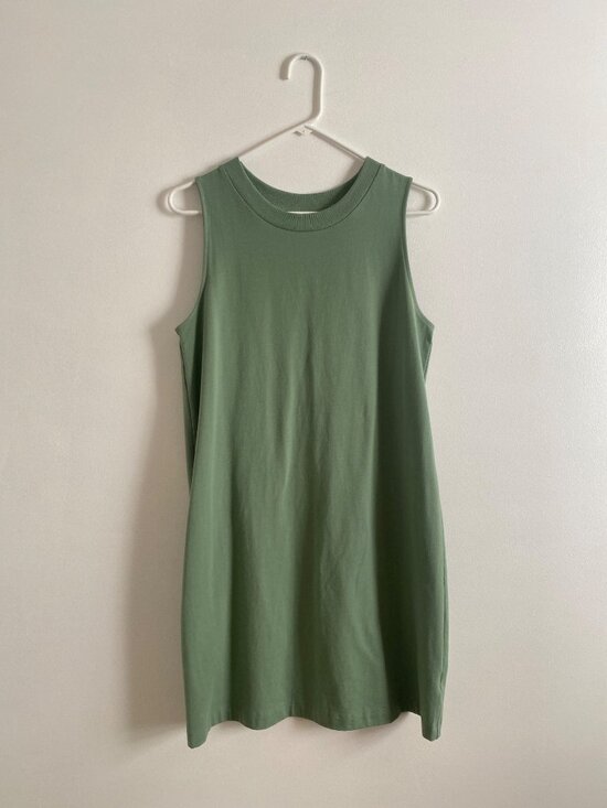 a new day Dresses & Skirts - A New Day Sleeveless Green Tank Dress Medium Cotton Blend
